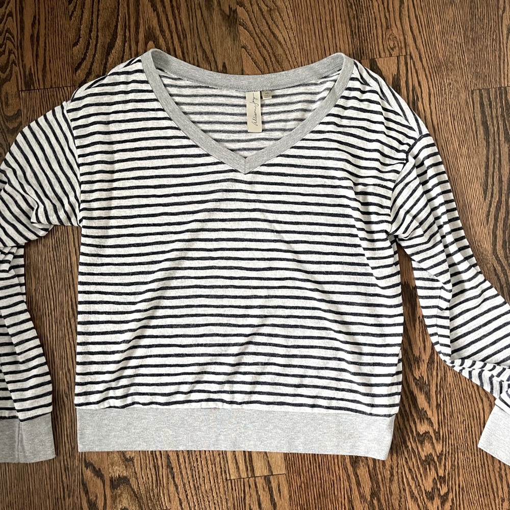 Allison Joy striped lightweight v neck sweater XS